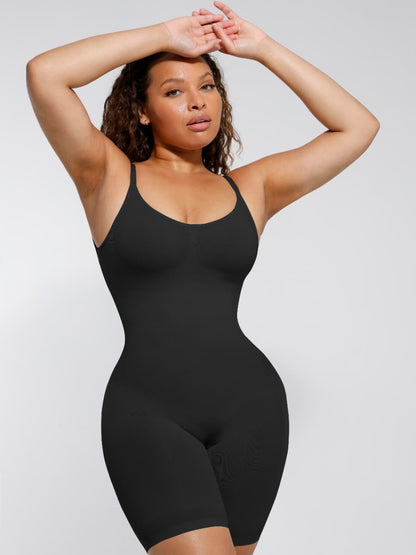 Seamless Covered-Bust Open-Back Boxer Bodysuit