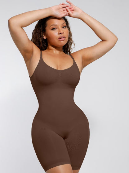 Seamless Covered-Bust Open-Back Boxer Bodysuit