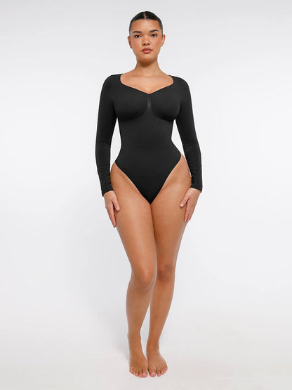 Seamless Long-Sleeve Bust Support Tummy Control Bodysuit