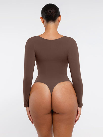 Seamless Long-Sleeve Bust Support Tummy Control Bodysuit