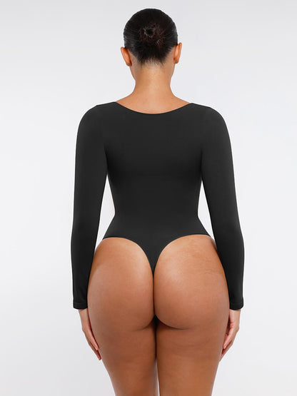 Seamless Long-Sleeve Bust Support Tummy Control Bodysuit