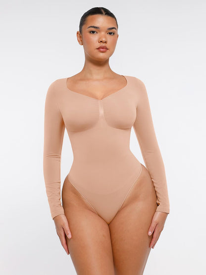 Seamless Long-Sleeve Bust Support Tummy Control Bodysuit