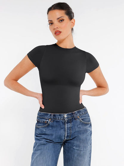 Seamless Short-Sleeve Waist & Tummy Shaping Brief Bodysuit