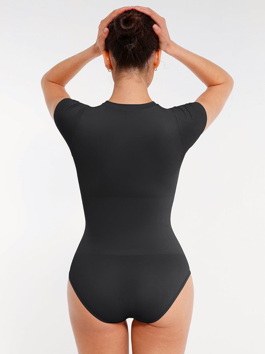 Seamless Short-Sleeve Waist & Tummy Shaping Brief Bodysuit