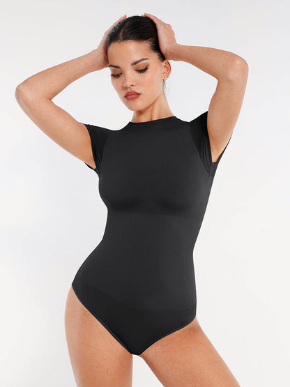 Seamless Short-Sleeve Waist & Tummy Shaping Brief Bodysuit