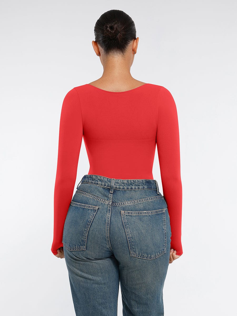 Seamless Long-Sleeve Bust Support Tummy Control Bodysuit
