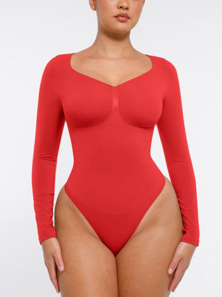 Seamless Long-Sleeve Bust Support Tummy Control Bodysuit