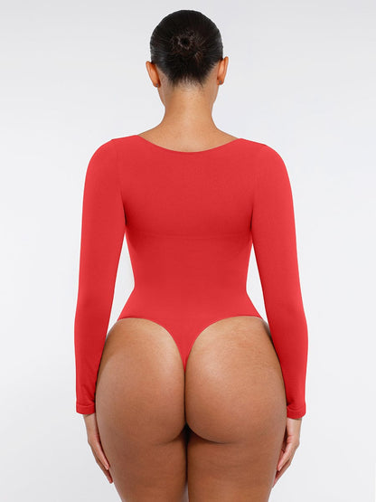 Seamless Long-Sleeve Bust Support Tummy Control Bodysuit