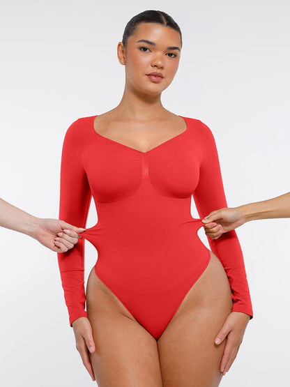 Seamless Long-Sleeve Bust Support Tummy Control Bodysuit