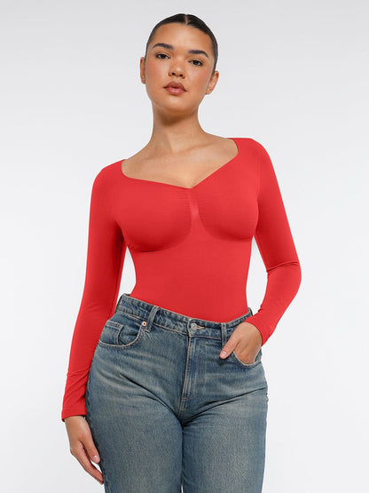 Seamless Long-Sleeve Bust Support Tummy Control Bodysuit