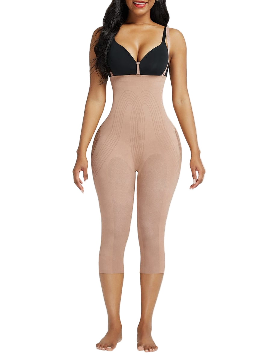 Women Plus Size Full Body Shaper With Open Crotch Smooth Silhouette