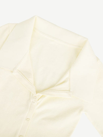 Eco-Friendly Seamless Retro Long-Sleeve Shaping Shirt Dress
