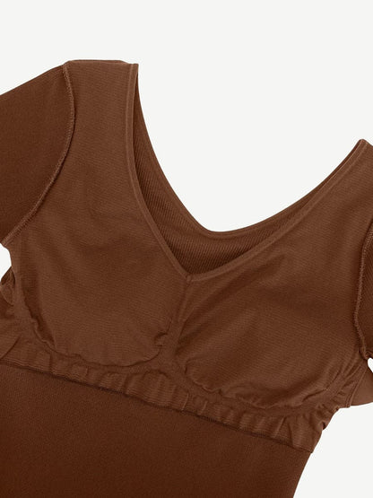 Eco-Friendly Seamless V-Neck Long-Sleeve Shaping Dress