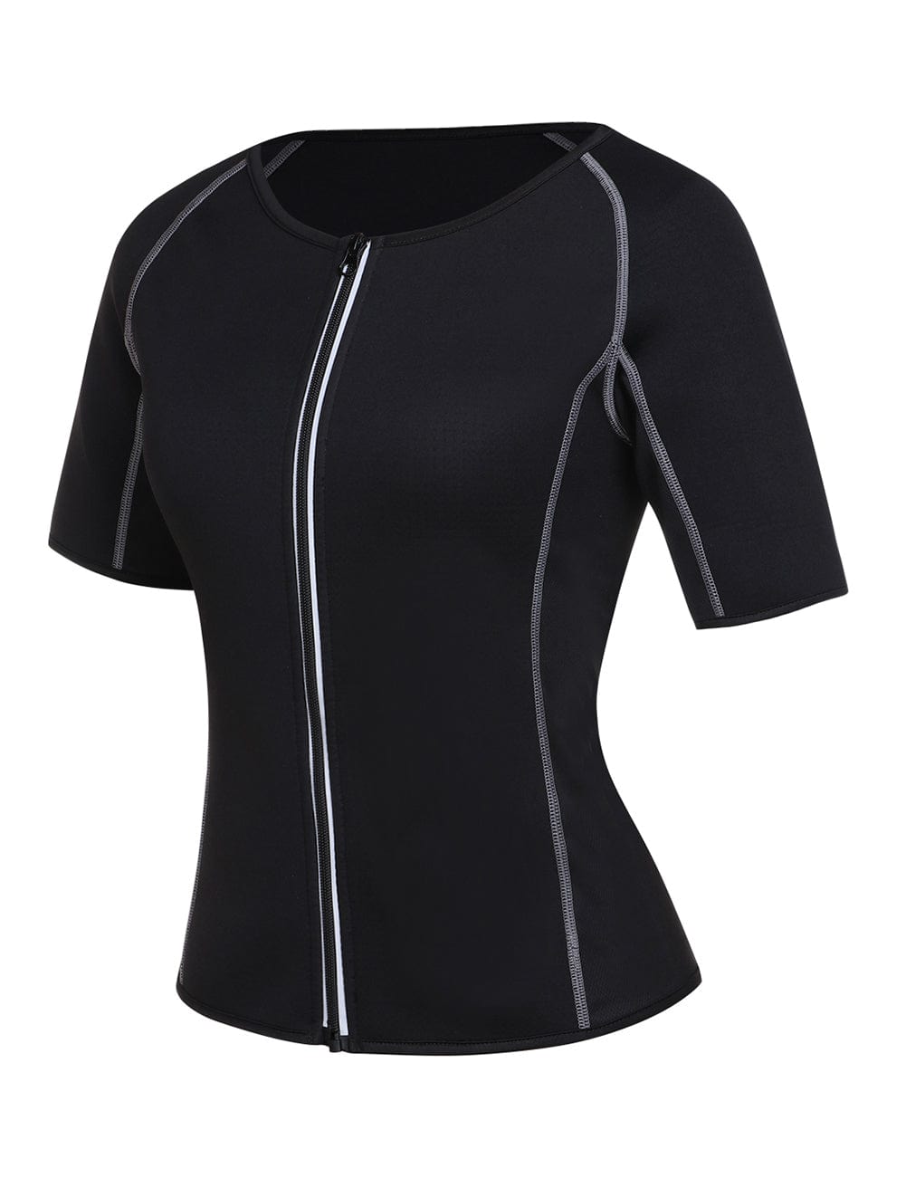 Exquisite Black Short Sleeve Big Size Neoprene Luminous Zip Shaper Comfort