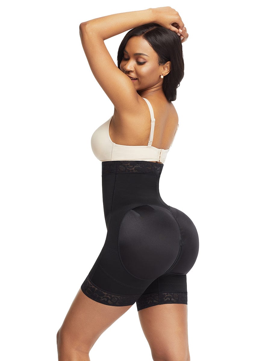 Comfort Black Lace Trim High Waist Shapewear Shorts Versatile Item