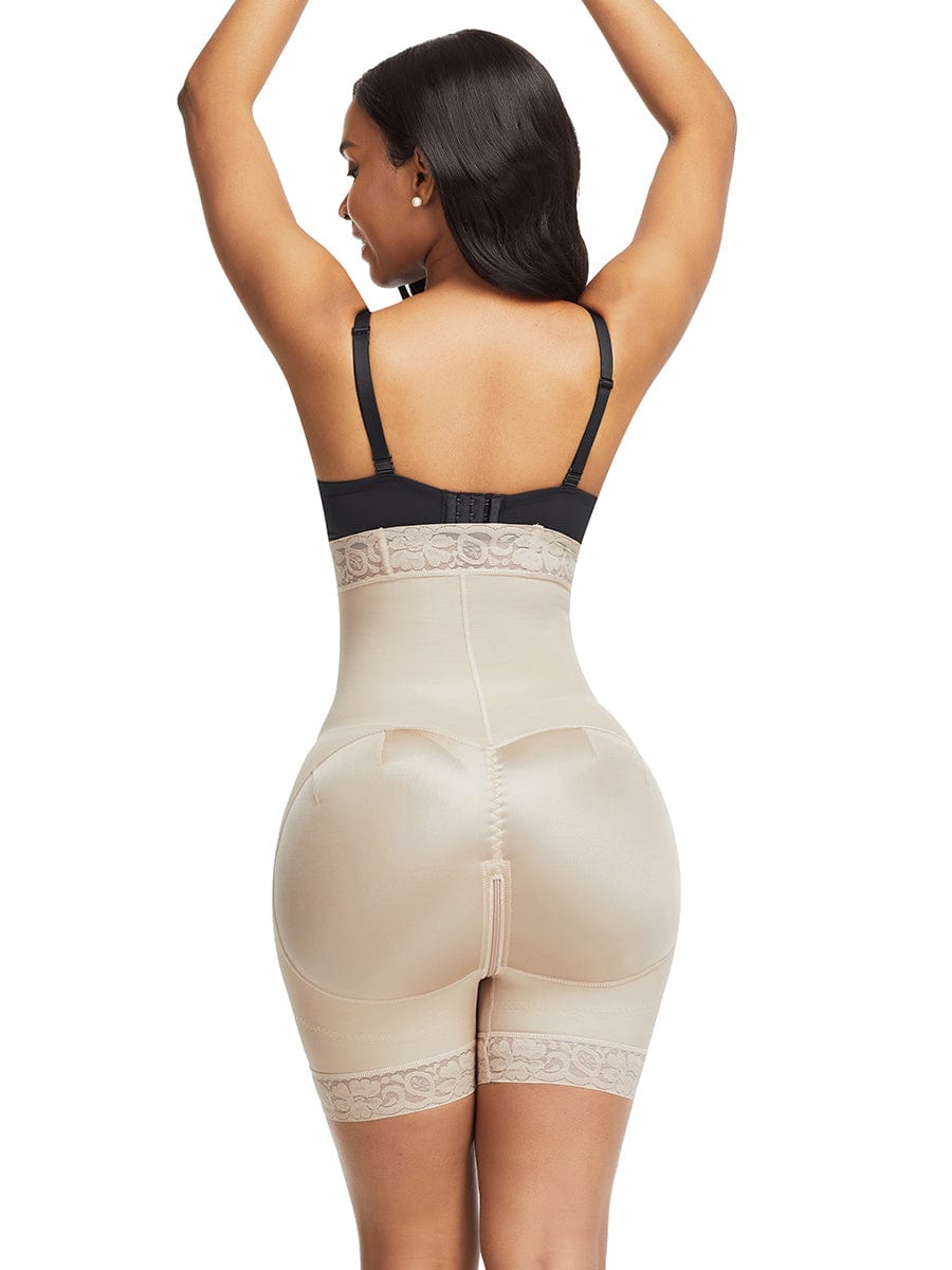 Comfort Black Lace Trim High Waist Shapewear Shorts Versatile Item