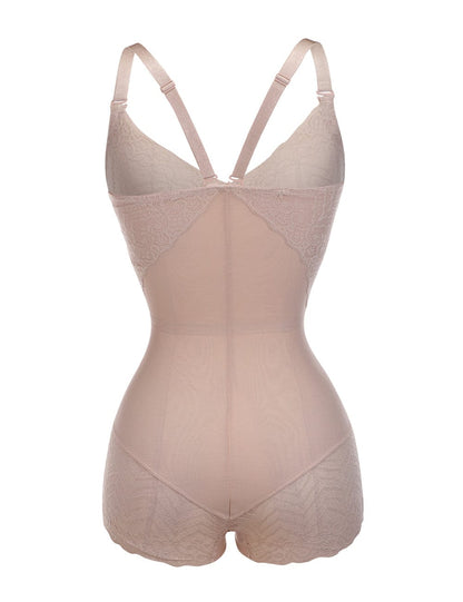 Abdominal Control Nude Adjustable Strap Lace Body Shaper Splice Good Elastic