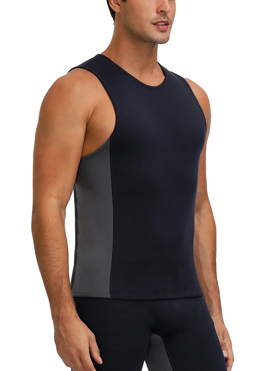 Figure Shaping Black Neoprene Vest Shaper Large Size Round Neck Abdominal Control