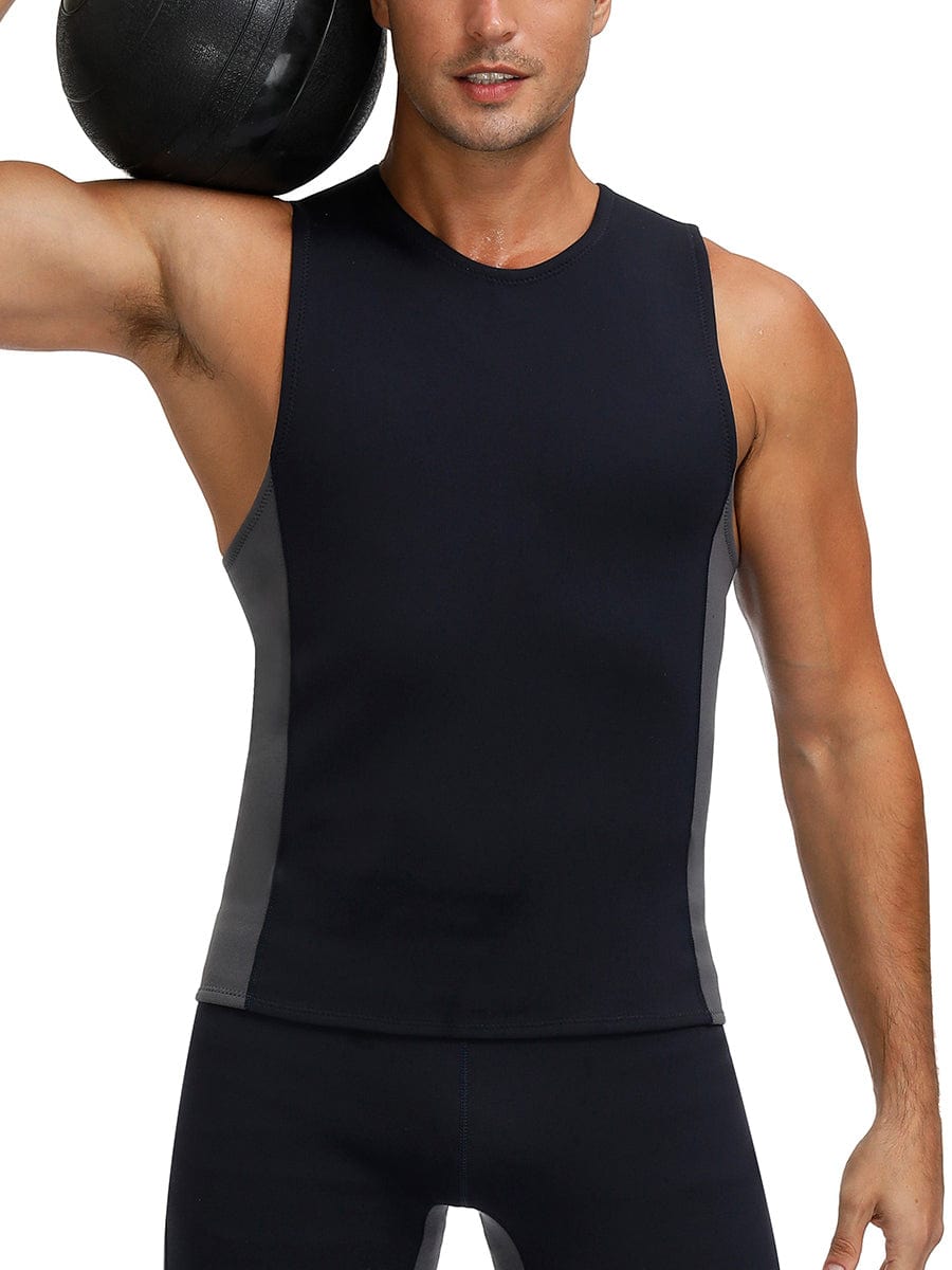 Figure Shaping Black Neoprene Vest Shaper Large Size Round Neck Abdominal Control
