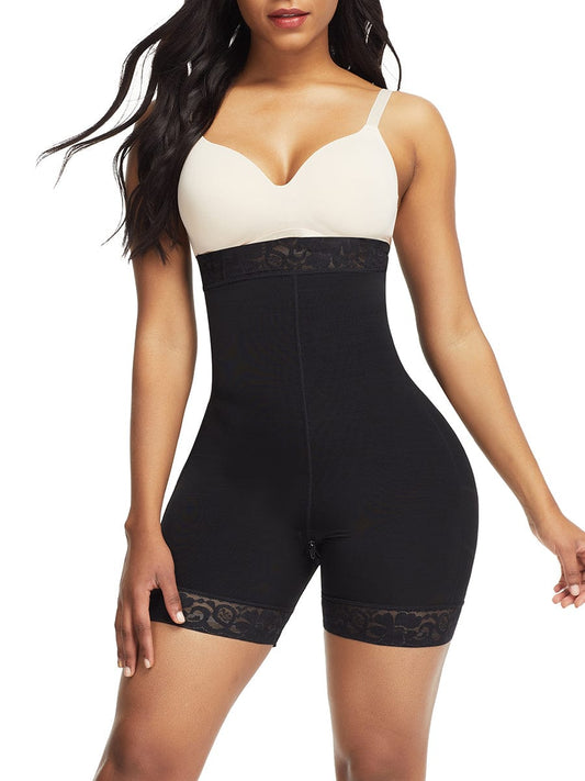 Comfort Black Lace Trim High Waist Shapewear Shorts Versatile Item