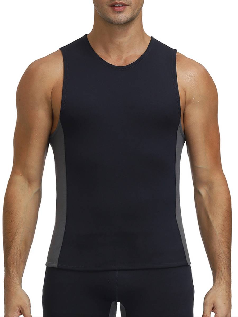 Figure Shaping Black Neoprene Vest Shaper Large Size Round Neck Abdominal Control