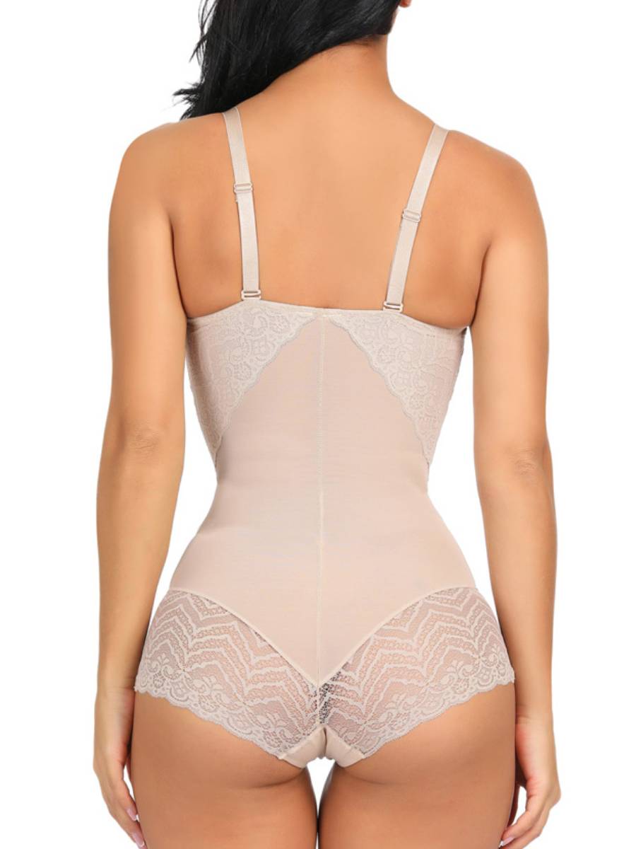 Abdominal Control Nude Adjustable Strap Lace Body Shaper Splice Good Elastic