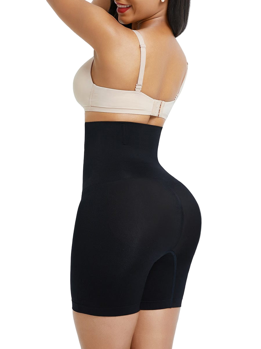 Wholesale Black Seamless High Waist Mid-Thigh Shaper Shorts Instantly Slims
