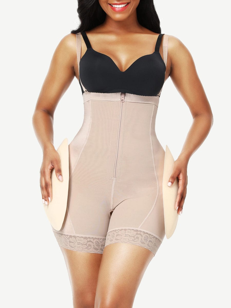 High-Waisted Lace Butt Lifter with Removable Pads