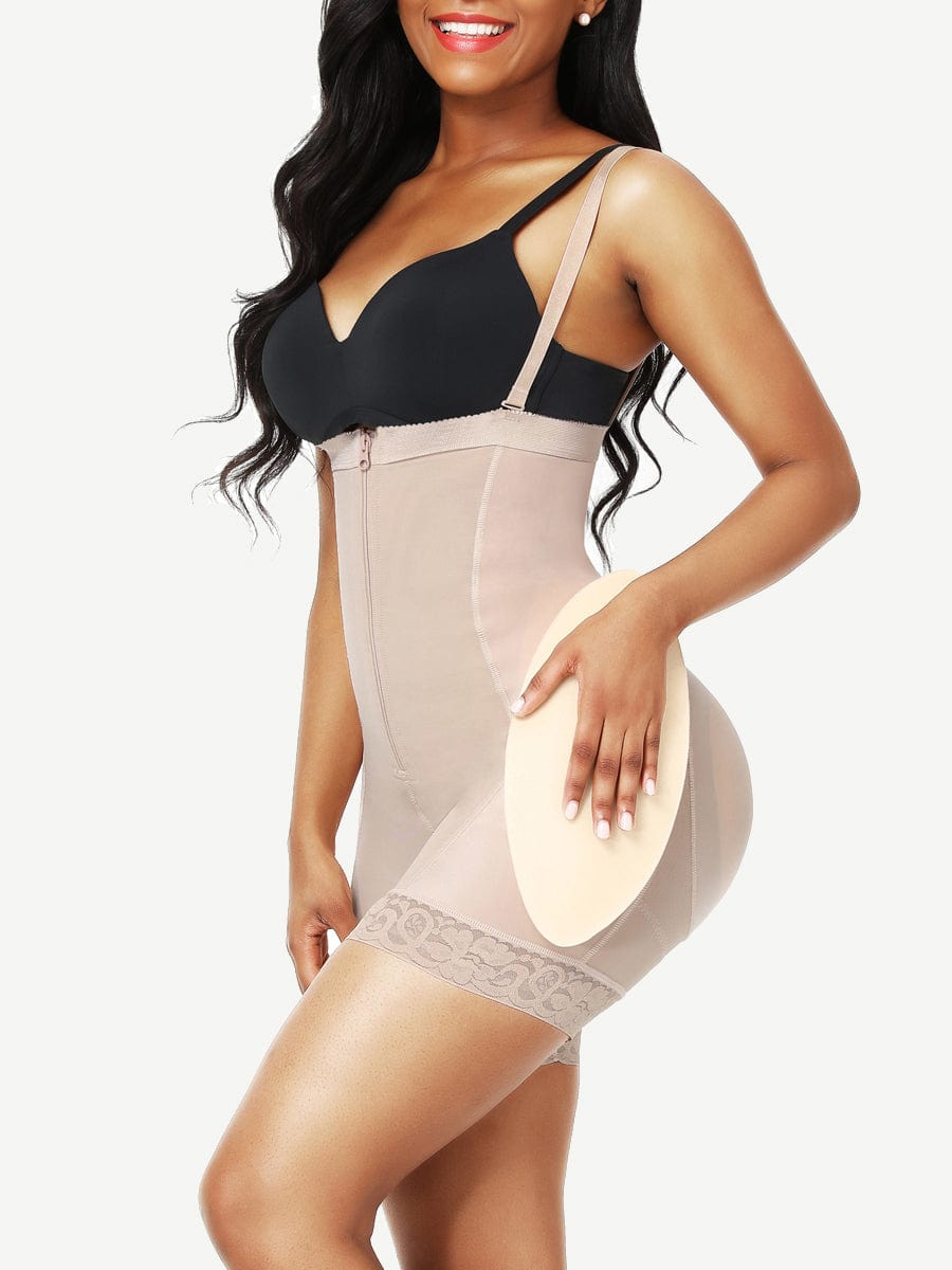 High-Waisted Lace Butt Lifter with Removable Pads