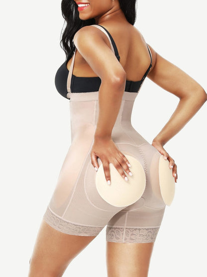 High-Waisted Lace Butt Lifter with Removable Pads