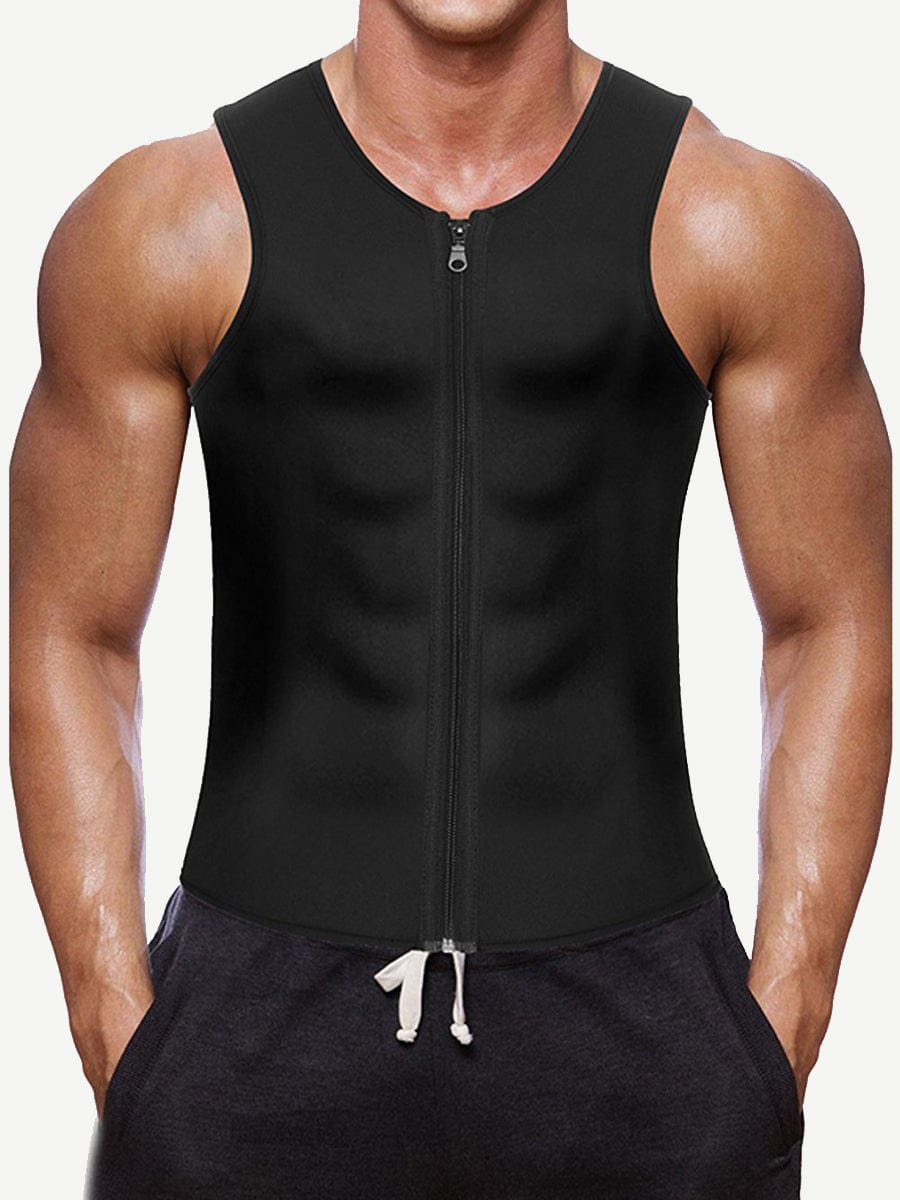 Fat Burner Black Neoprene Waist Shaper Front Zipper Plus