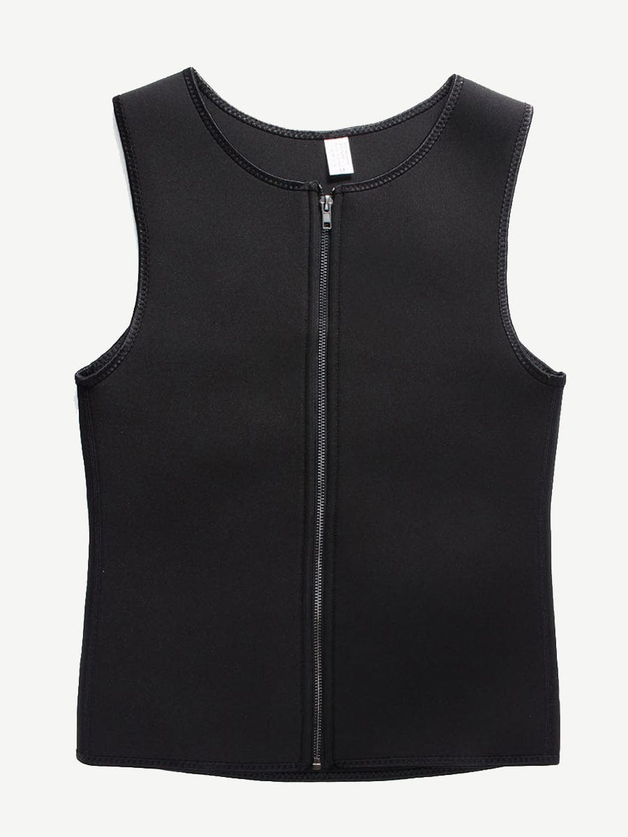 Fat Burner Black Neoprene Waist Shaper Front Zipper Plus