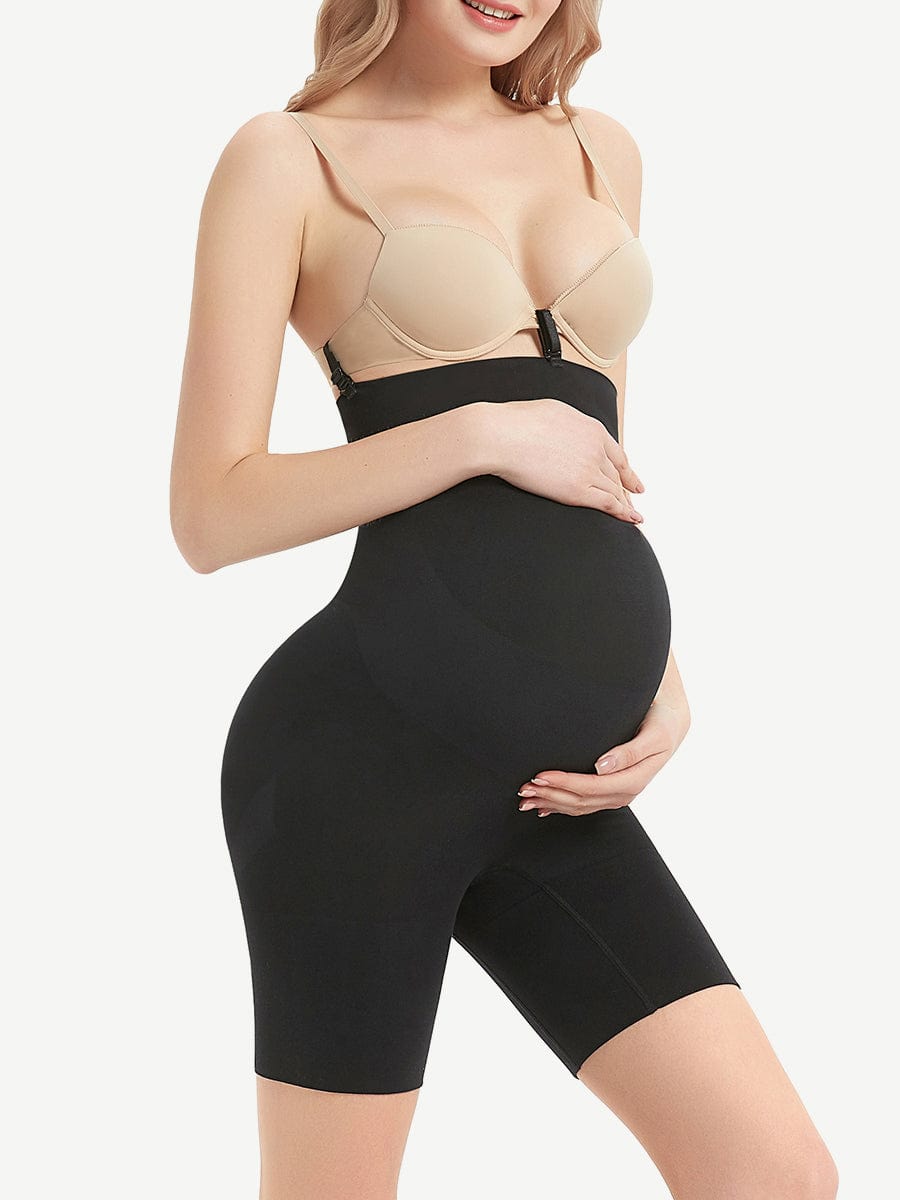 Amazing Black Seamless Solid Color Maternity Panty Soft-Touch