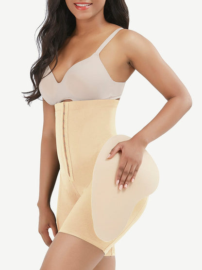 High-Waisted Tummy Control Shapewear with Removable Hip Pads