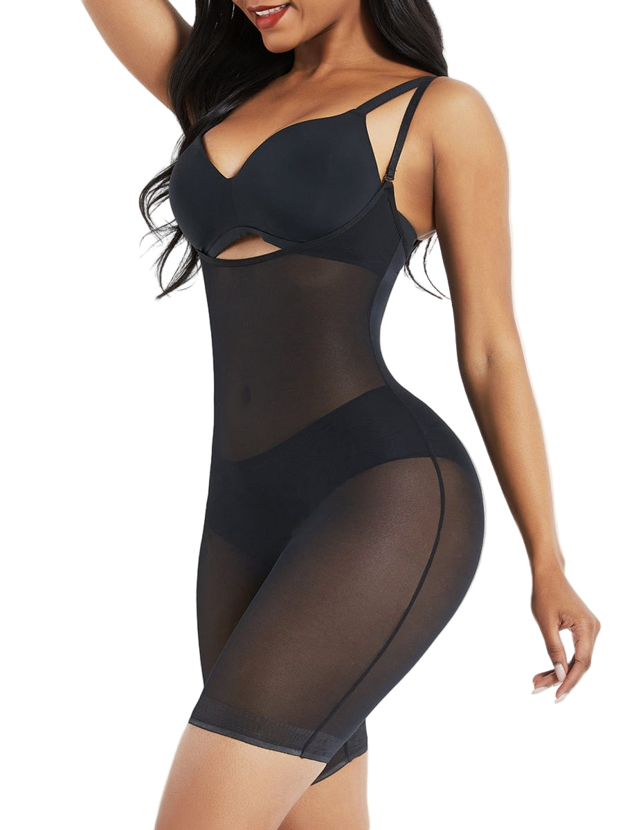 Wholesale Black Removable Straps Mesh Full Body Shaper Tummy Training