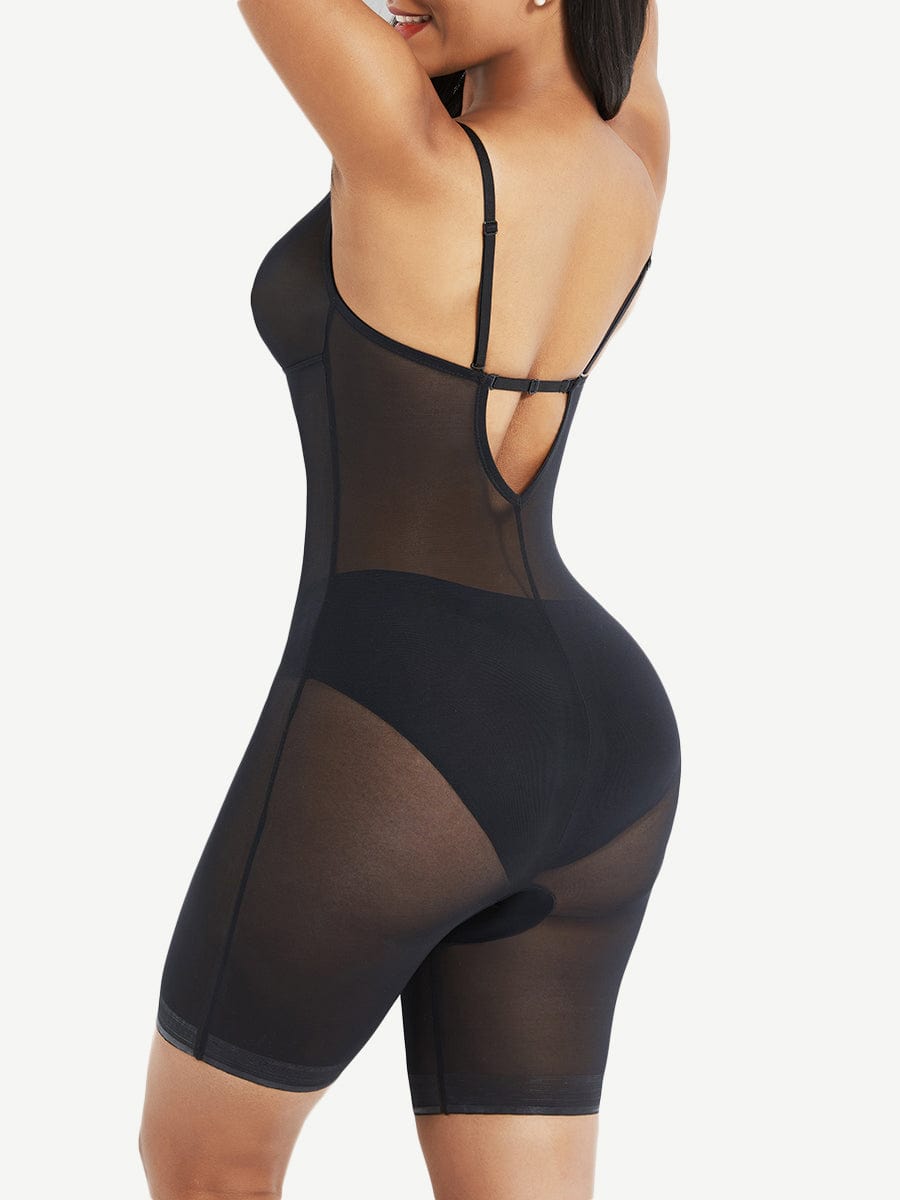 Wholesale Black Open Gusset See Through Full Body Shaper Slimming Stomach
