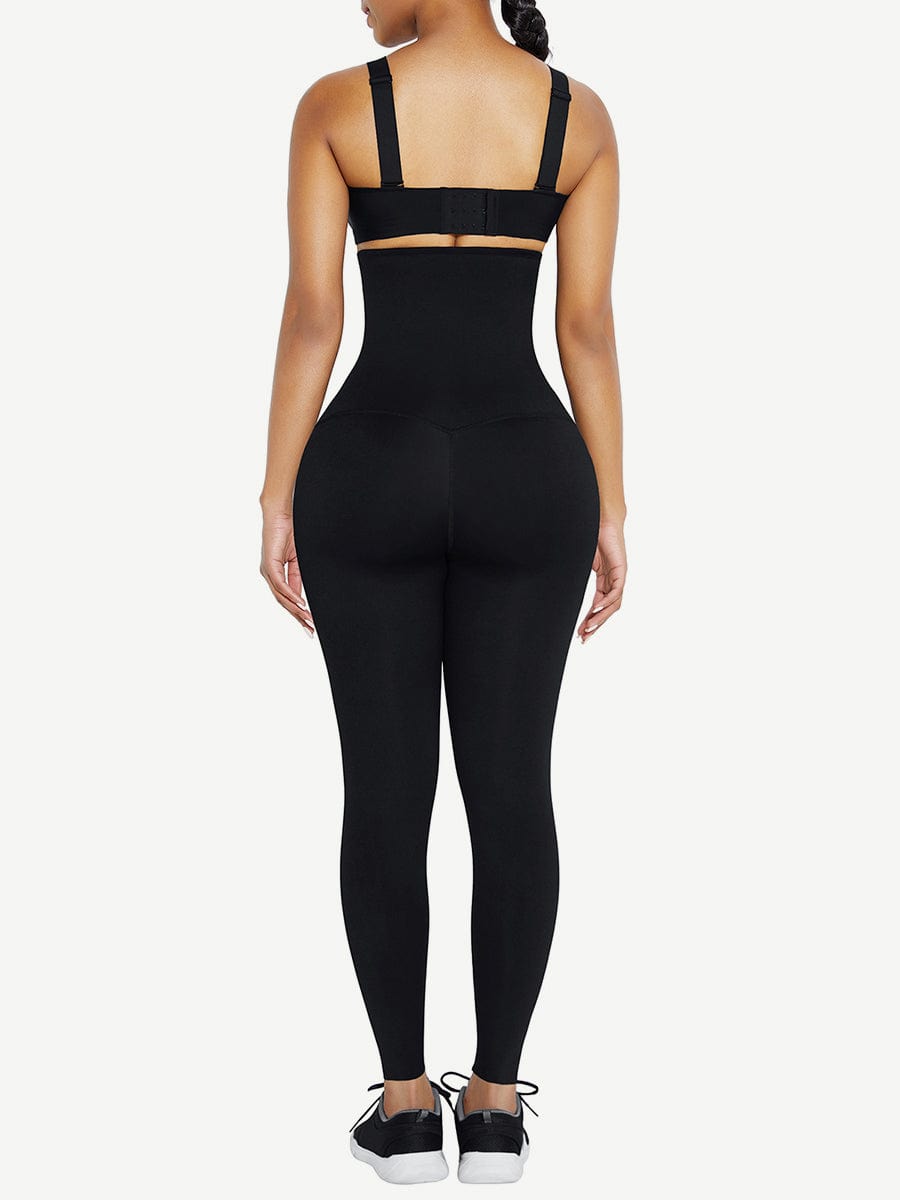 Black 2-in-1 Zip Waist Trainer Shaping Leggings