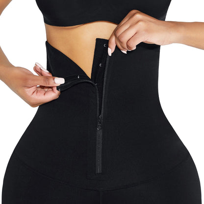Black 2-in-1 Zip Waist Trainer Shaping Leggings