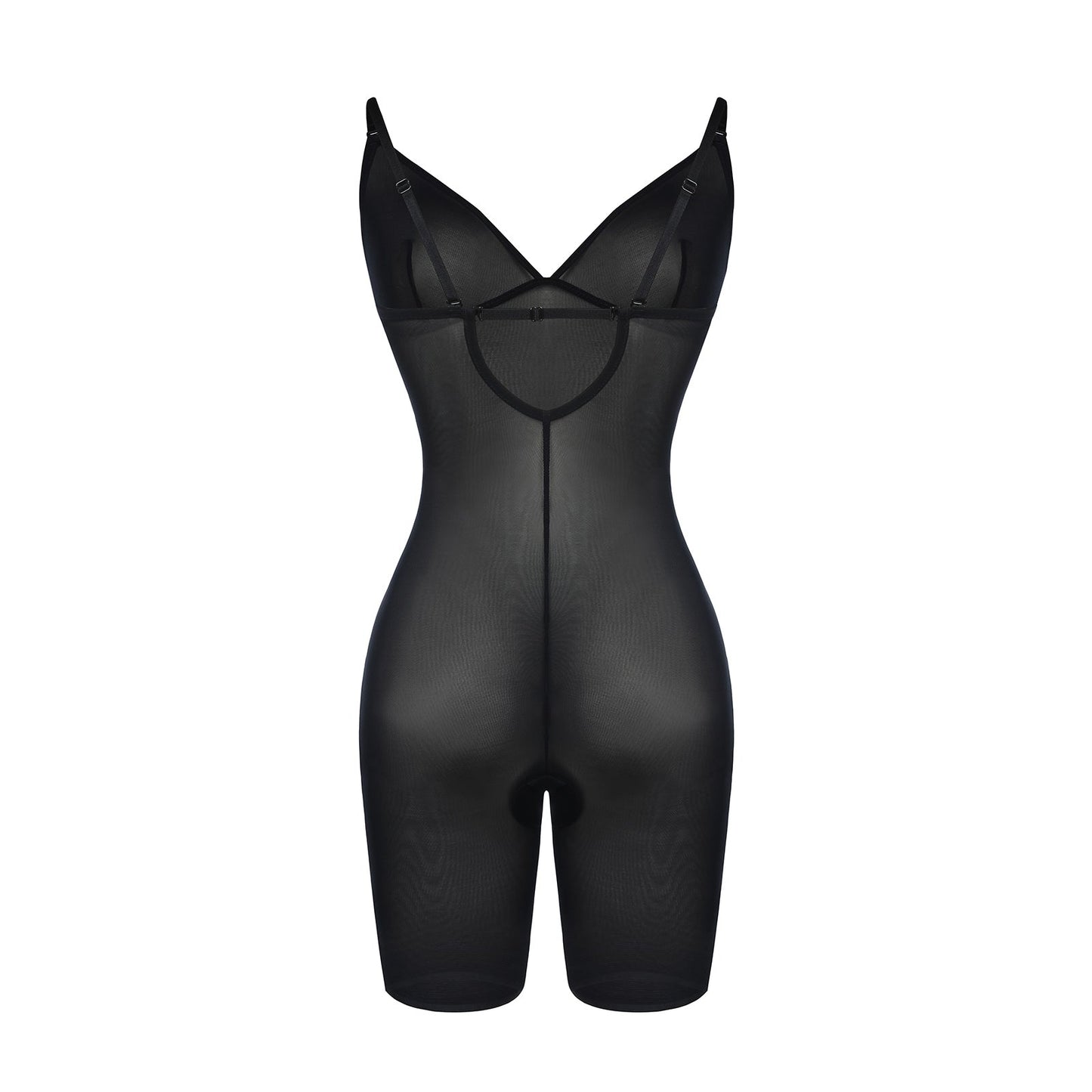 Wholesale Black Open Gusset See Through Full Body Shaper Slimming Stomach