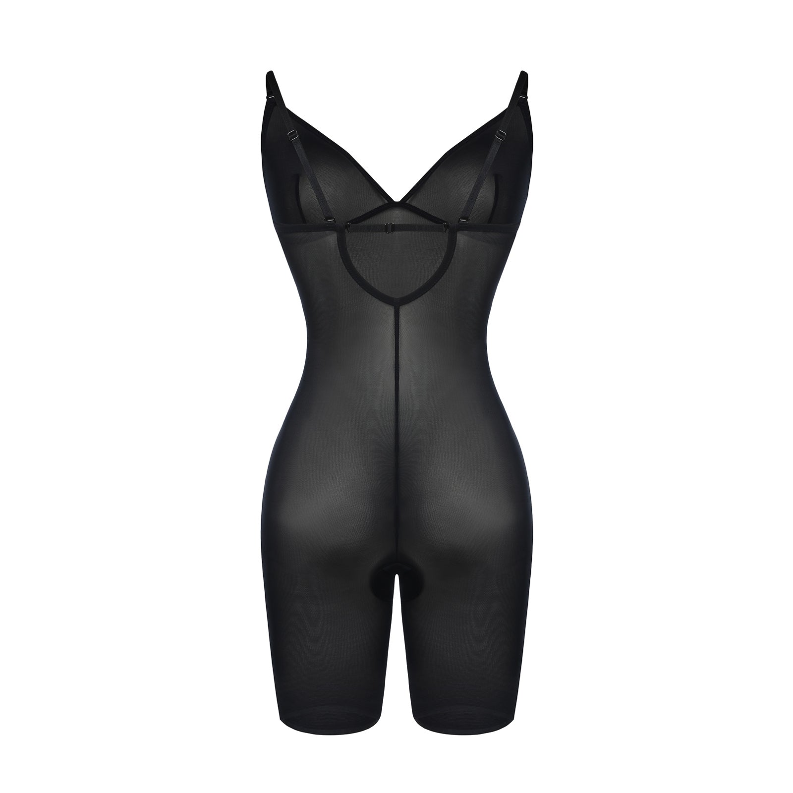 Wholesale Black Open Gusset See Through Full Body Shaper Slimming Stomach