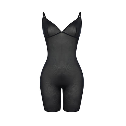 Wholesale Black Open Gusset See Through Full Body Shaper Slimming Stomach