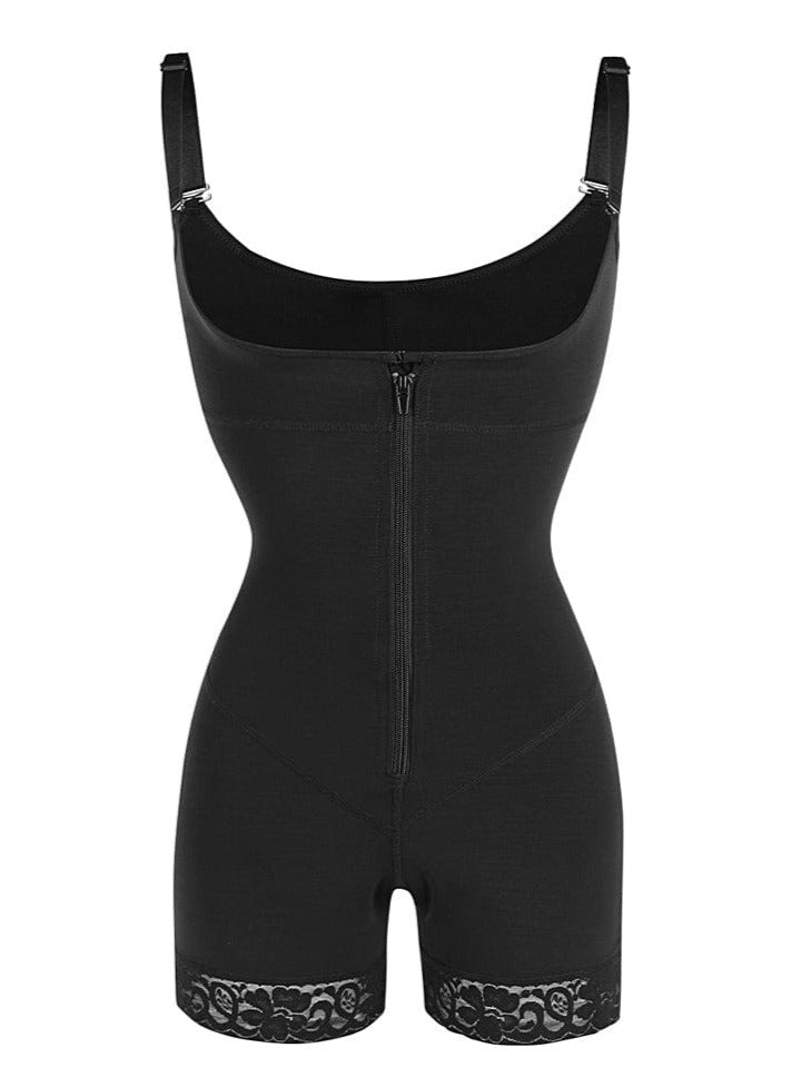 [USA Warehouse]Wholesale Black Underbust Bodysuits Boyshort Open Crotch Lace Slimming Belly
