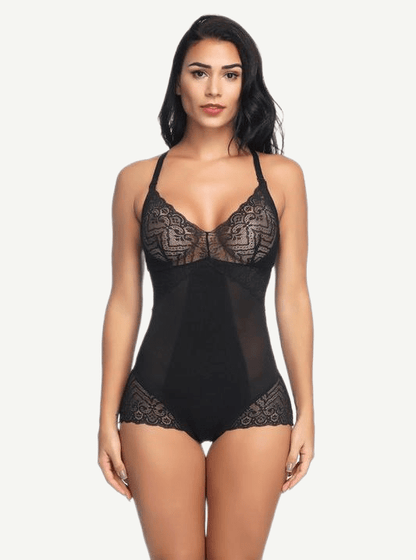 Abdominal Control Nude Adjustable Strap Lace Body Shaper Splice Good Elastic