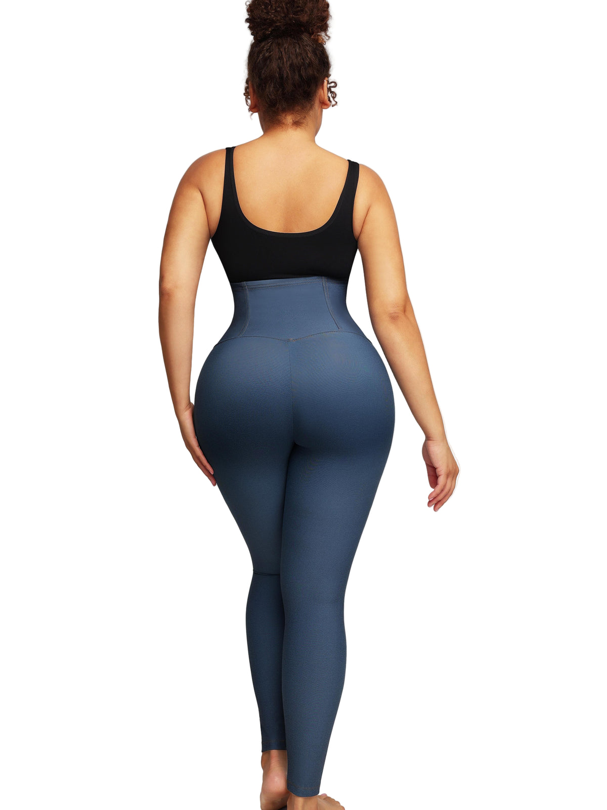 Wholesale High-waisted Three-breasted Belted Tummy-control Denim Trousers