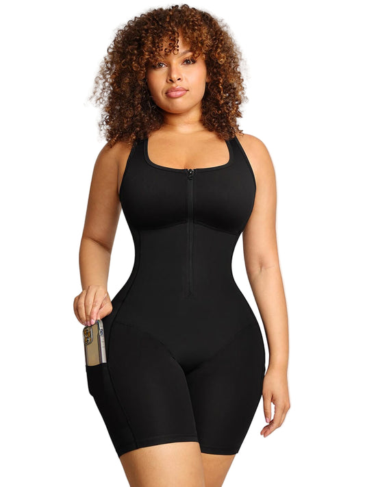 Wholesale Stretch Athletic Bodysuit With Pockets