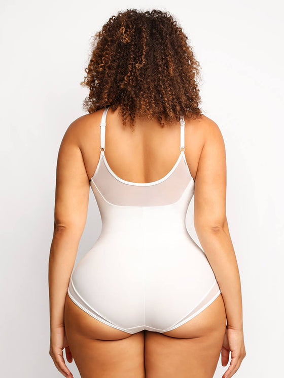 Deep V-Neck Mesh Bodysuit