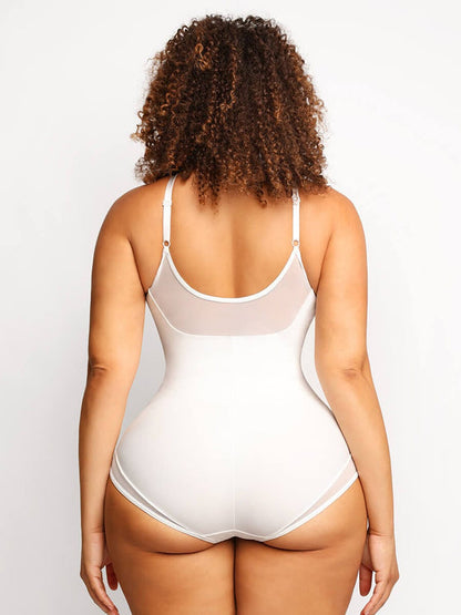 Deep V-Neck Mesh Bodysuit