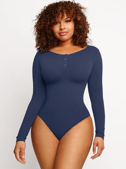 Seamless Outerwear Long-Sleeve Thong Bodysuit