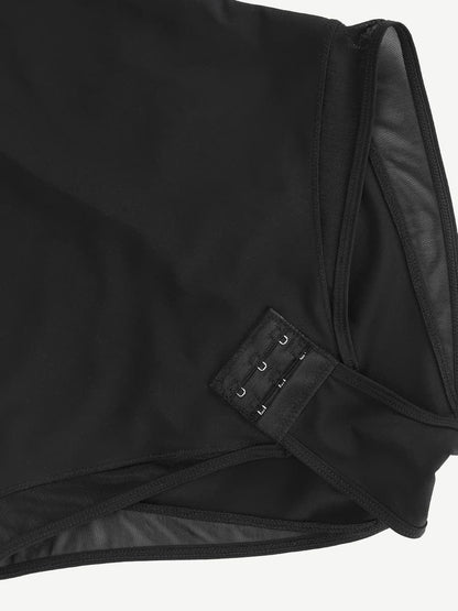 Deep V-Neck Mesh Bodysuit
