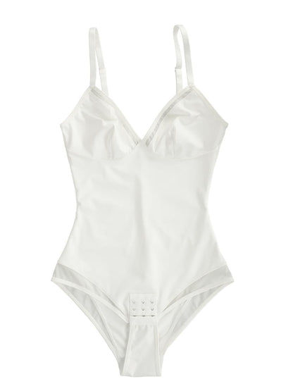 Deep V-Neck Mesh Bodysuit